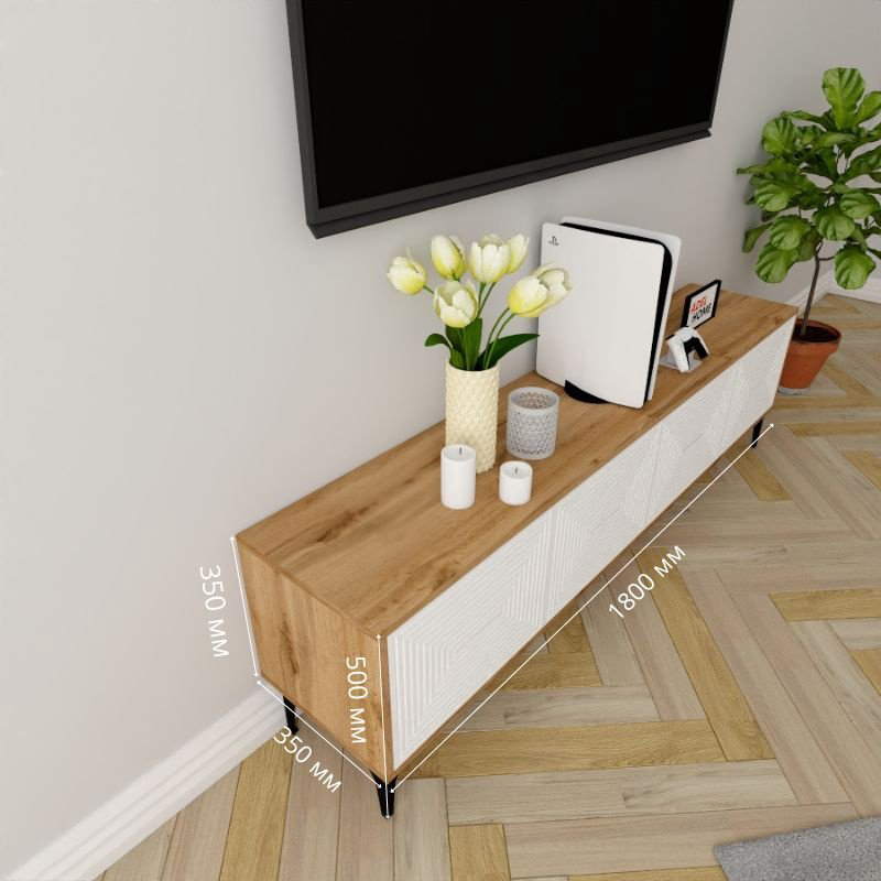 ТВ-тумба напольная Adel Home AH0611 Дей 180x50x35см коричнево-белый купить,NaN