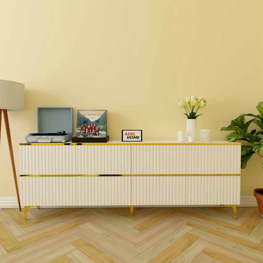 ТВ-тумба напольная Adel Home AH0562 Моди 220x75x35см бело-золотой купить,NaN