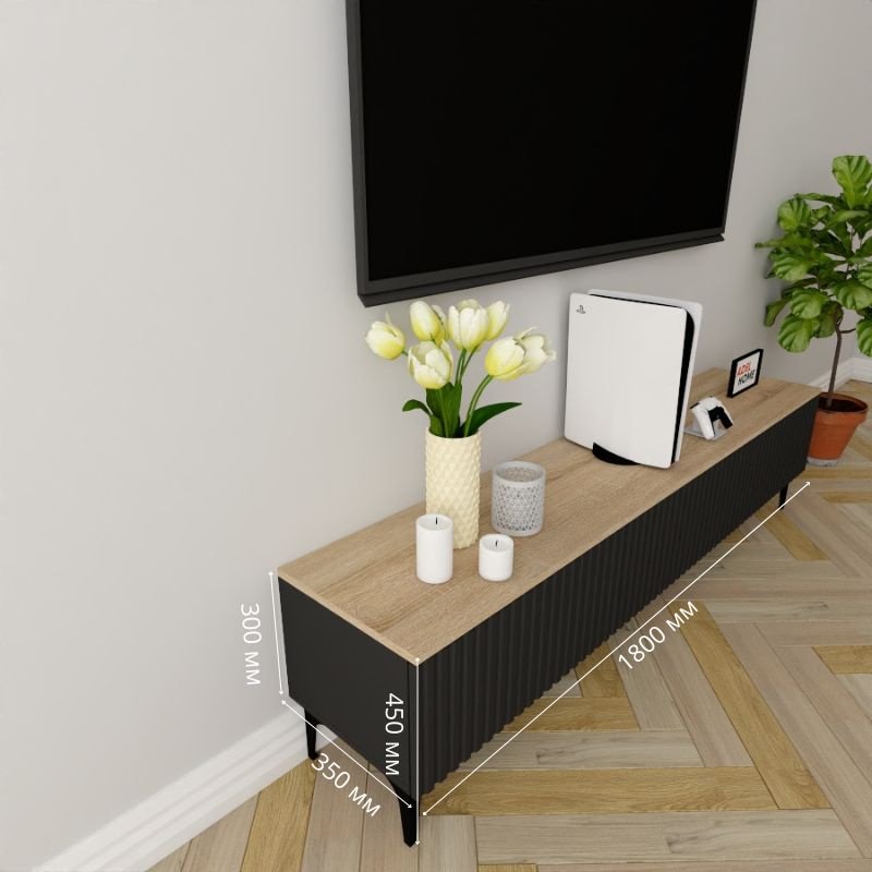 ТВ-тумба Adel Home Биди AH0781 180x45x35см черный/коричневый купить,NaN