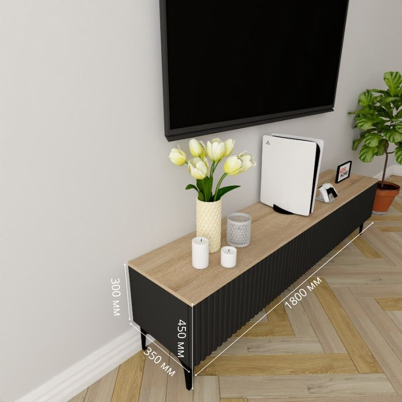 ТВ-тумба Adel Home Биди AH0781 180x45x35см черный/коричневый купить,NaN