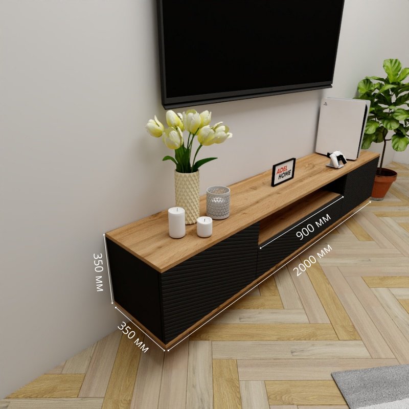 ТВ-тумба Adel Home Банш AH0698 200x35x35см черный купить,NaN