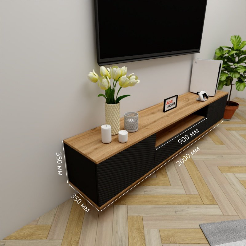 ТВ-тумба Adel Home Банш AH0698 200x35x35см черный купить,NaN