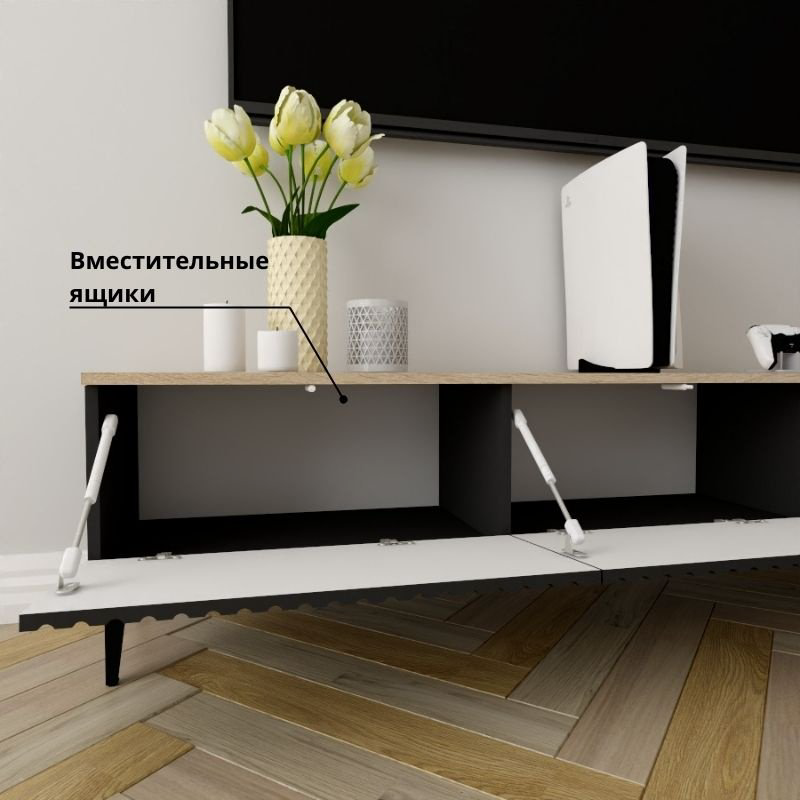 ТВ-тумба Adel Home Биди AH0781 180x45x35см черный/коричневый купить,NaN