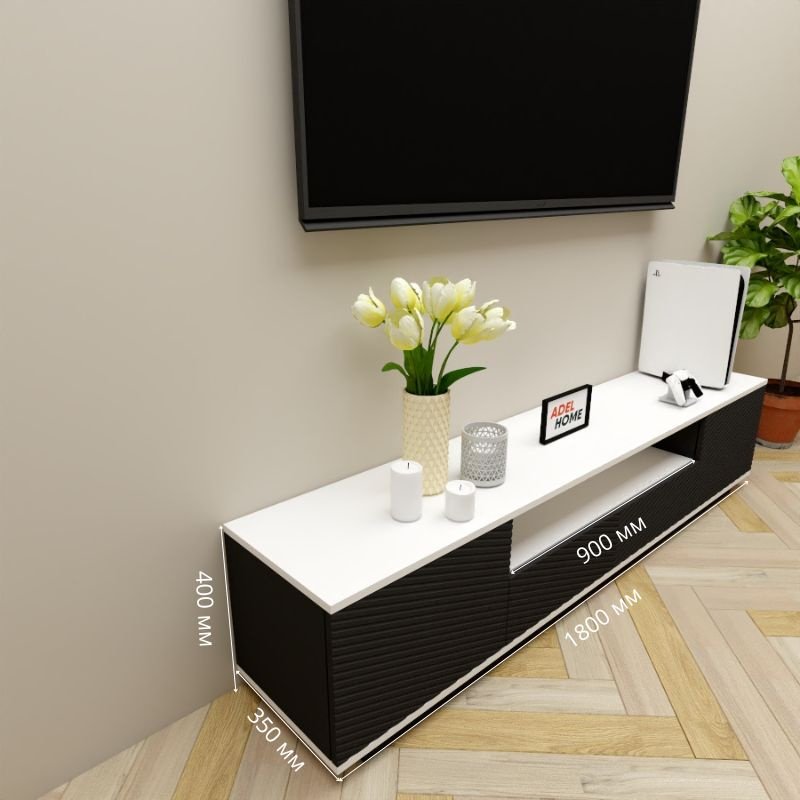 ТВ-тумба напольная Adel Home AH0707 Жюстин 180x40x35см черно-белый купить,NaN