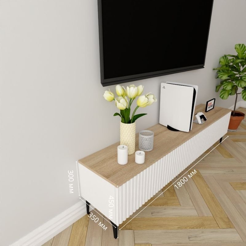 ТВ-тумба напольная Adel Home AH0351 Паула 180x45x35см бело-коричневый купить,NaN