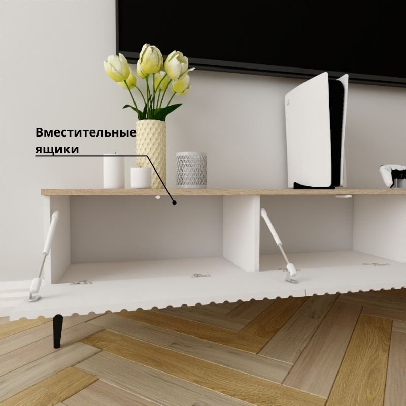 ТВ-тумба напольная Adel Home AH0351 Паула 180x45x35см бело-коричневый купить,NaN