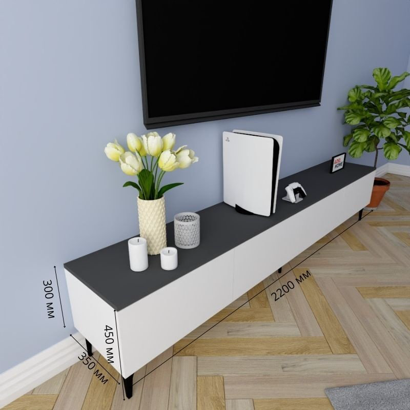 ТВ-тумба напольная Adel Home AH0204 Саманта 220x45x35см бело-серый купить,NaN