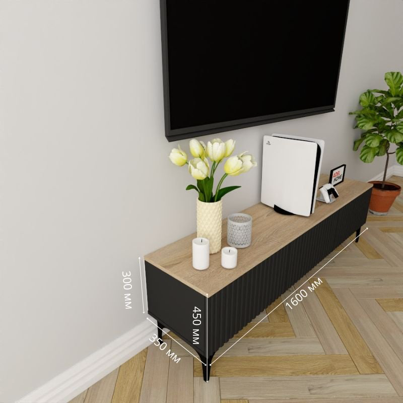 ТВ-тумба напольная Adel Home AH0791 Посей 160x45x35см черно-коричневый купить,NaN