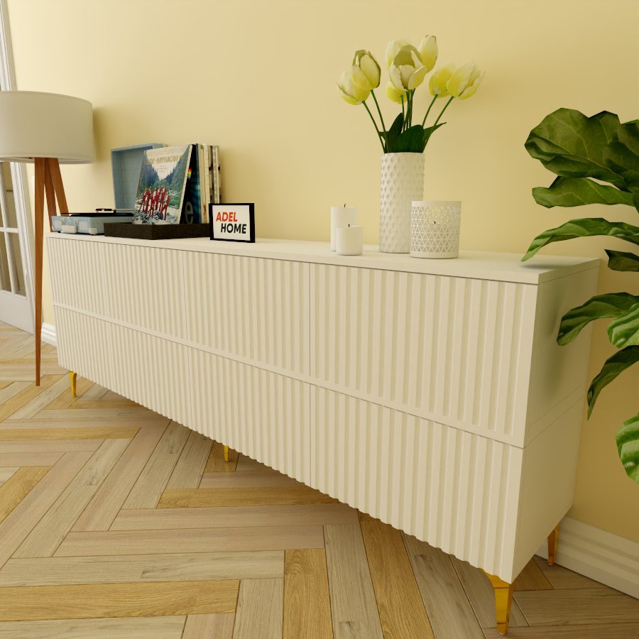 ТВ-тумба напольная Adel Home AH0565 Демис 200x75x35см бело-золотой купить,NaN