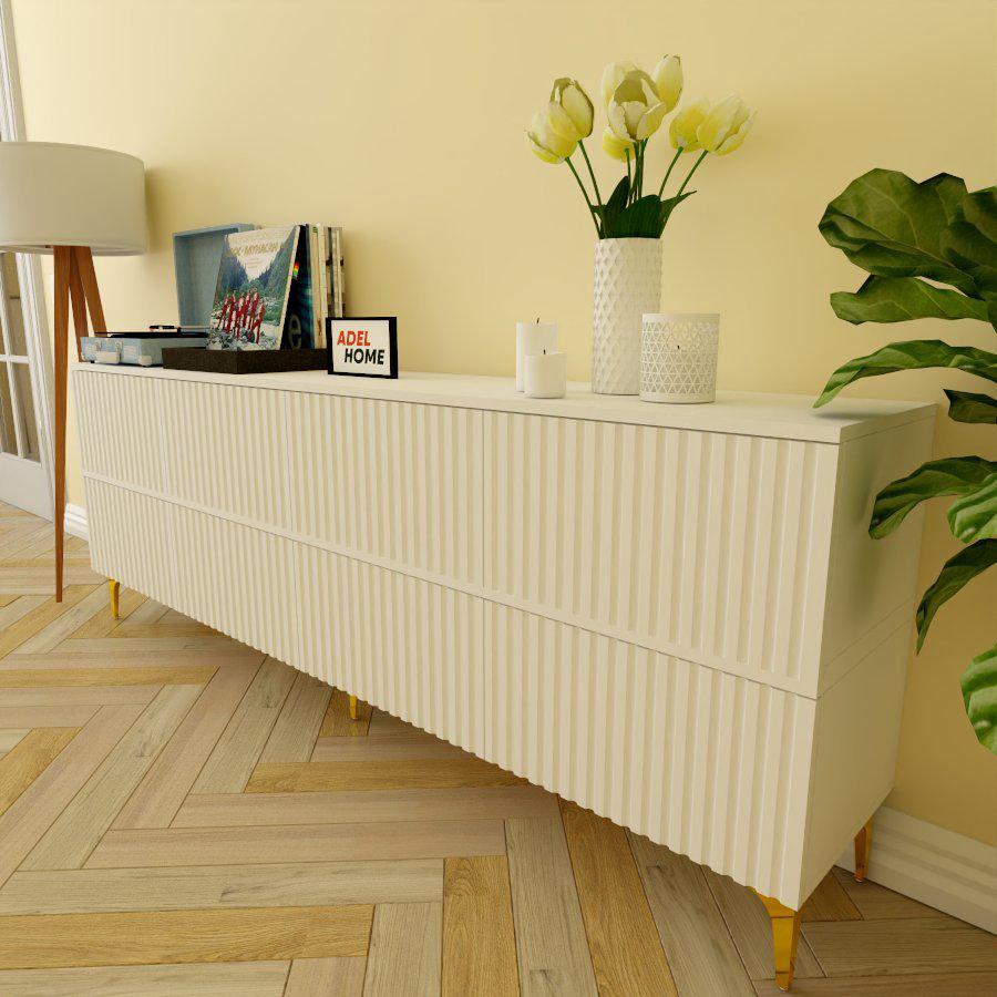 ТВ-тумба напольная Adel Home AH0565 Демис 200x75x35см бело-золотой купить,NaN