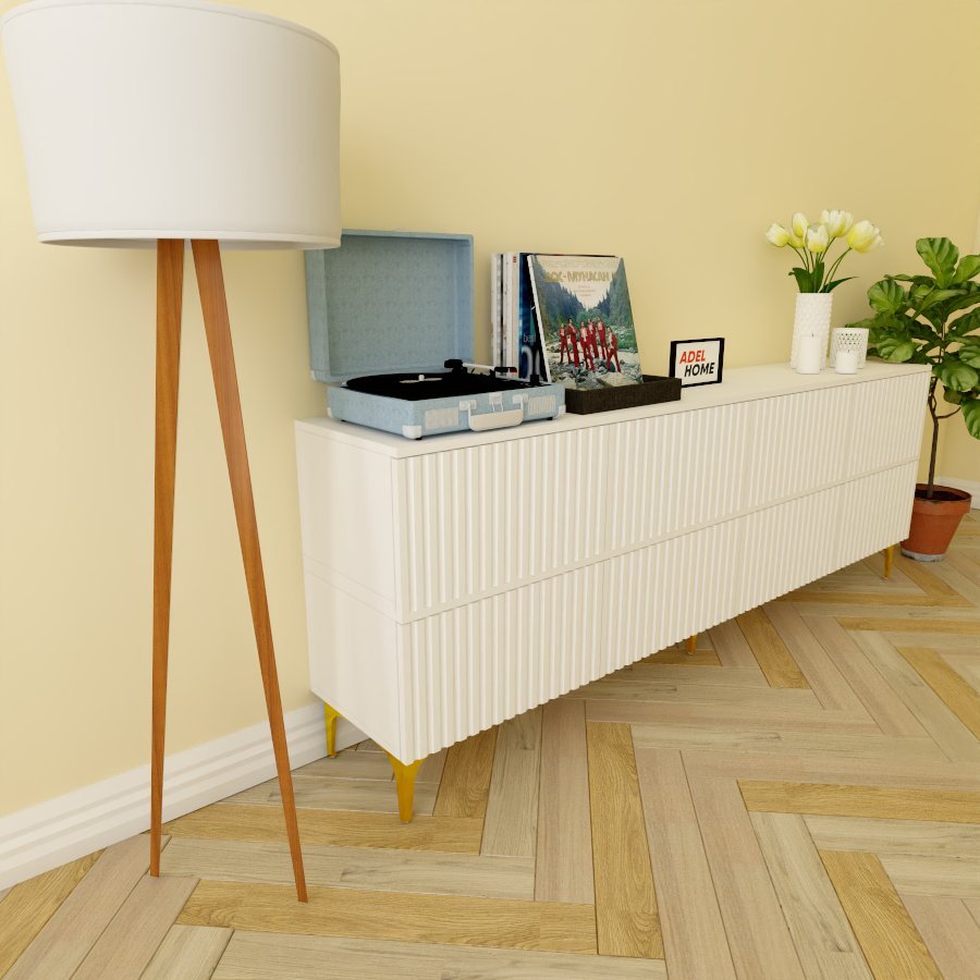 ТВ-тумба напольная Adel Home AH0565 Демис 200x75x35см бело-золотой купить,NaN