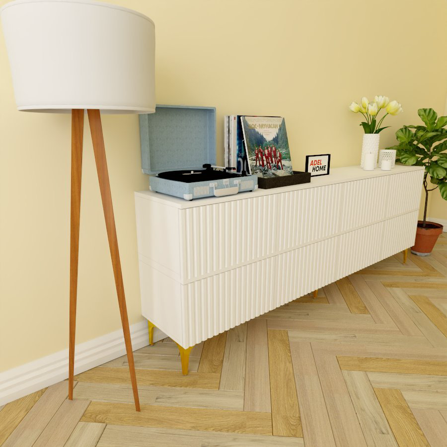 ТВ-тумба напольная Adel Home AH0565 Демис 200x75x35см бело-золотой купить,NaN