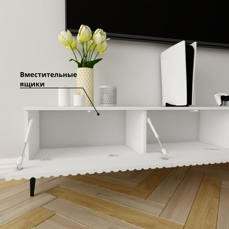 ТВ-тумба напольная Adel Home AH0349 Несси 180x45x35см белый купить,NaN