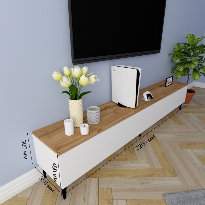 ТВ-тумба напольная Adel Home AH0205 Шарлотта 220x45x35см бело-коричневый купить,NaN