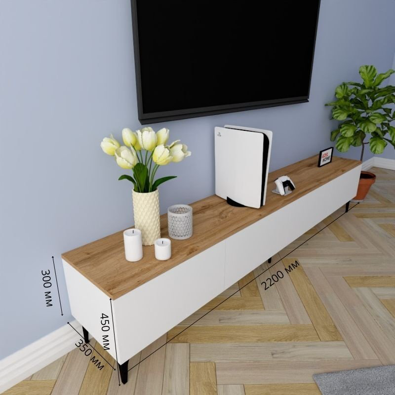 ТВ-тумба напольная Adel Home AH0205 Шарлотта 220x45x35см бело-коричневый купить,NaN