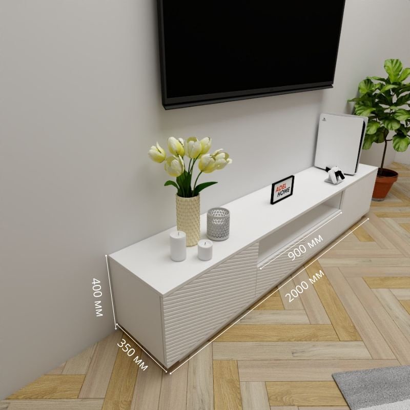 ТВ-тумба напольная Adel Home AH0662 Ореол 200x40x35см белый купить,NaN