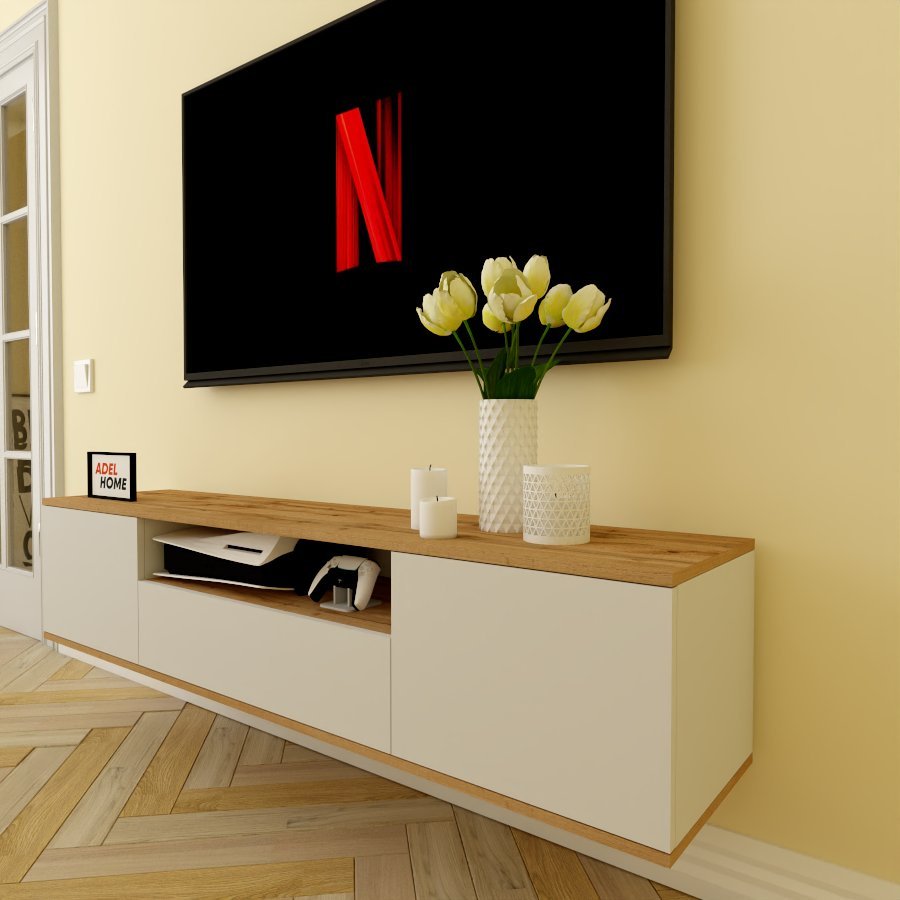 ТВ-тумба Adel Home Матильда AH0228 160x35x35см белый-коричневый купить,NaN