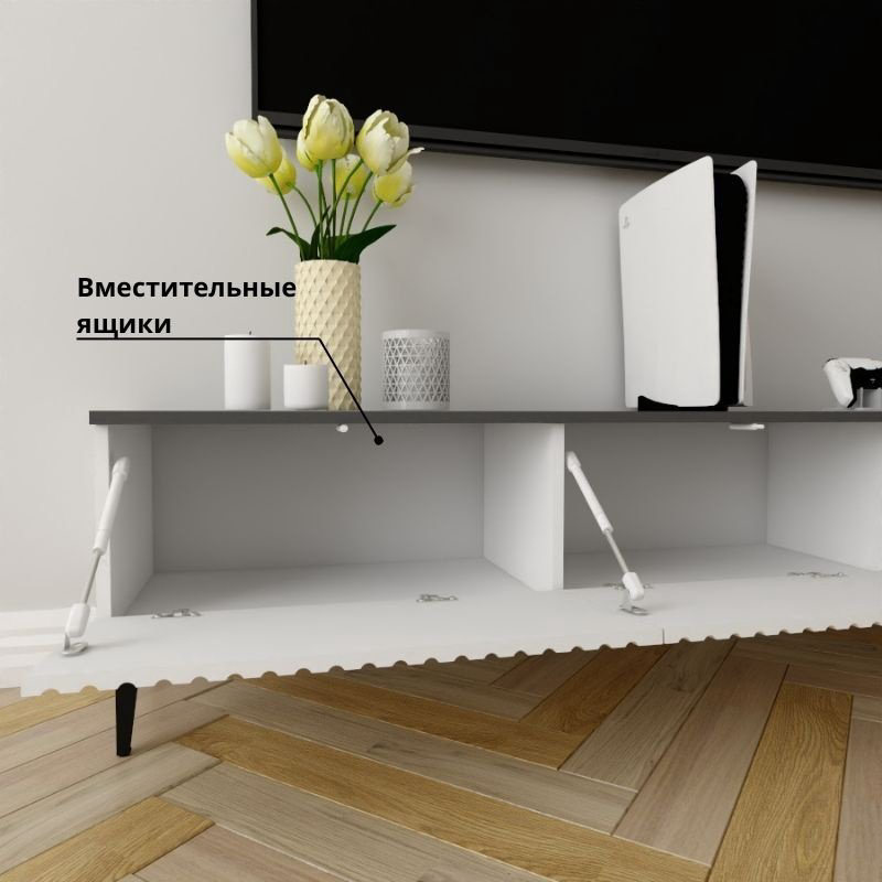 ТВ-тумба напольная Adel Home AH0353 Зои 180x45x35см бело-серый купить,NaN