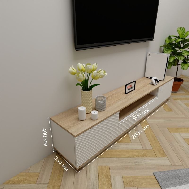 ТВ-тумба напольная Adel Home AH0665 Пруденс 200x40x35см коричнево-белый купить,NaN