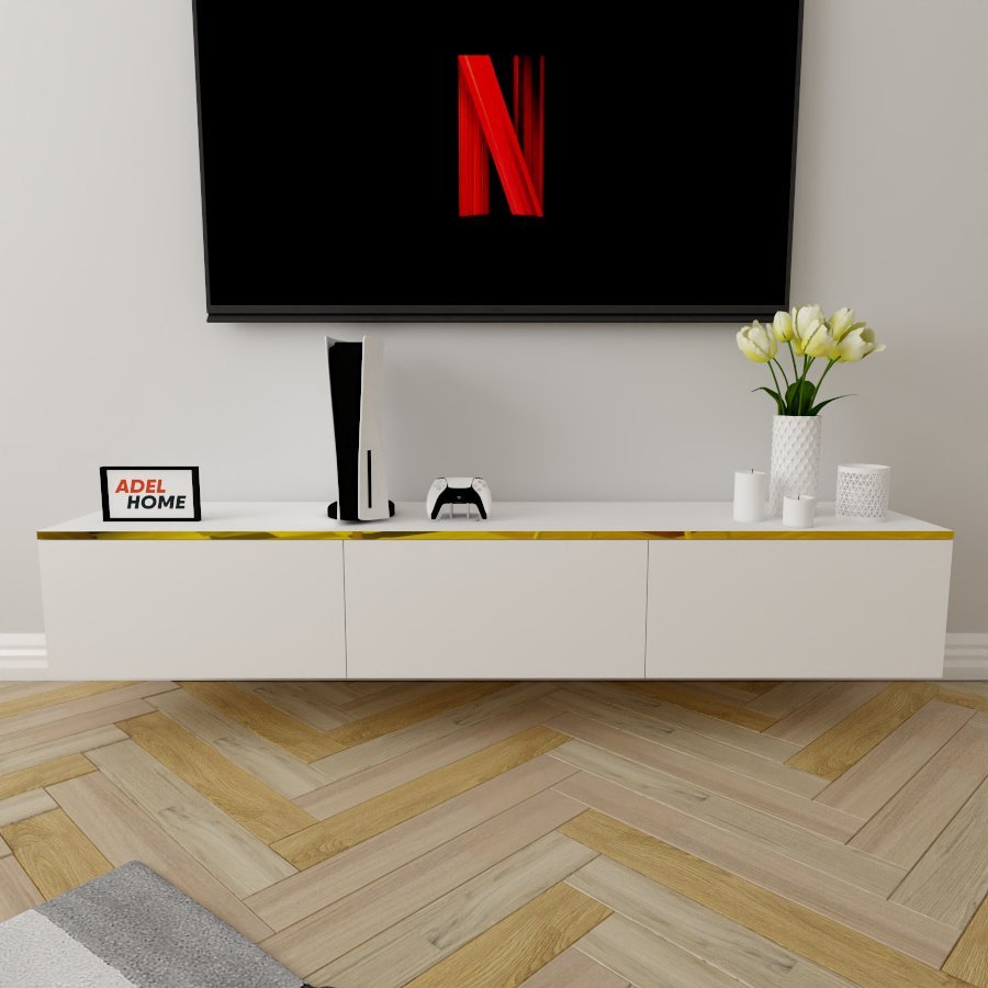 ТВ-тумба Adel Home Клара AH0425 180x30x35см белый-золотой купить,NaN