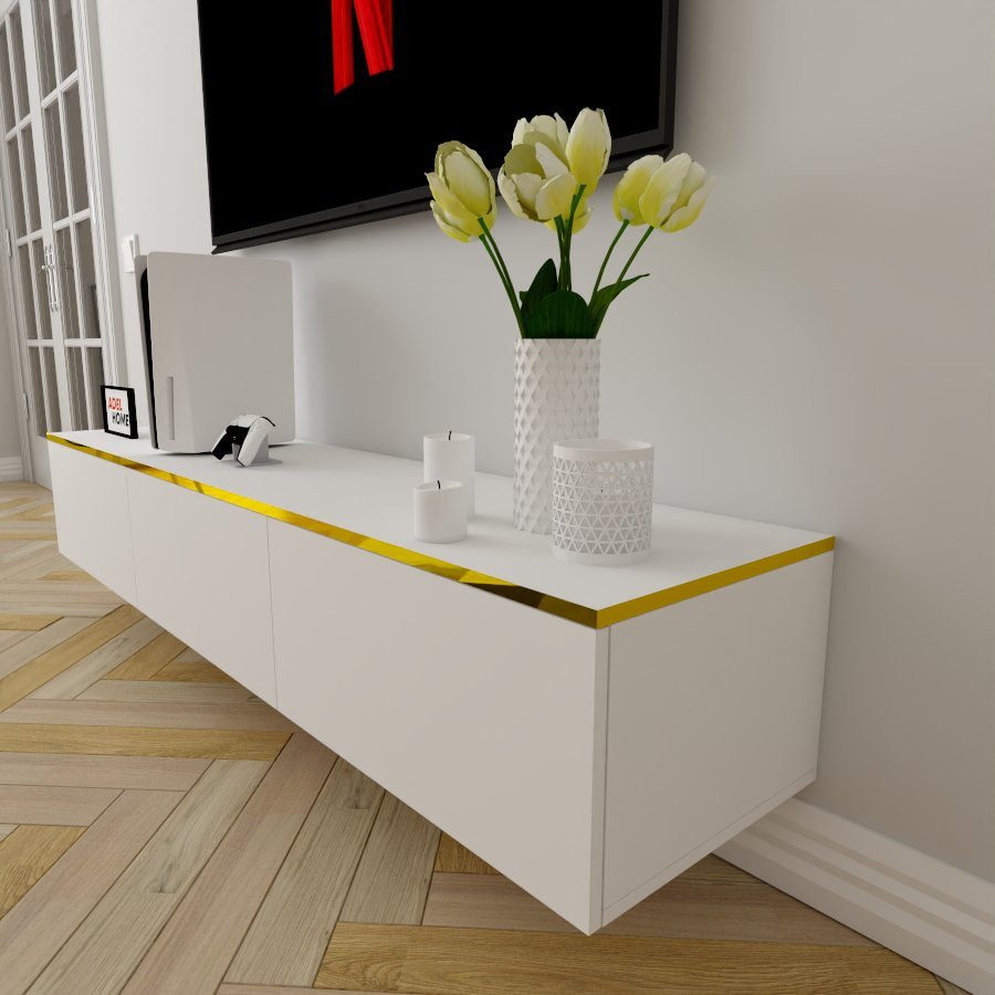 ТВ-тумба Adel Home Клара AH0425 180x30x35см белый-золотой купить,NaN