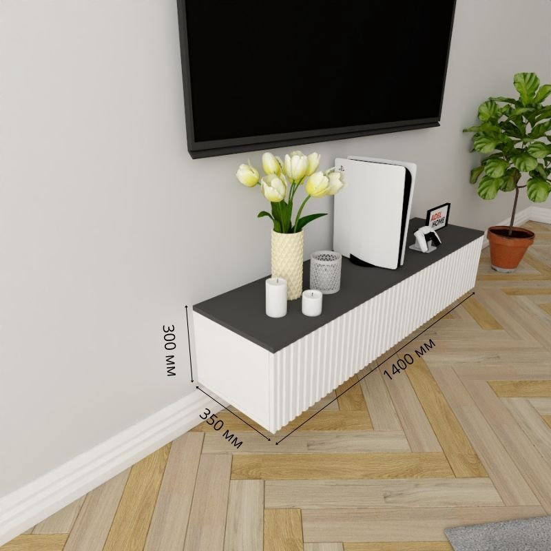 ТВ-тумба Adel Home Вуди AH0368 140x30x35см белый-серый купить,NaN