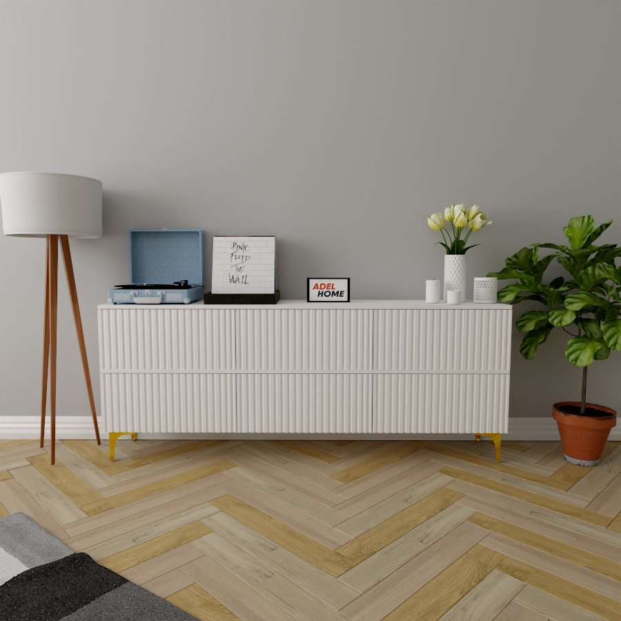 ТВ-тумба напольная Adel Home AH0563 Фила 160x75x35см бело-золотой купить,NaN