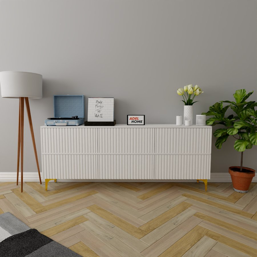ТВ-тумба напольная Adel Home AH0563 Фила 160x75x35см бело-золотой купить,NaN