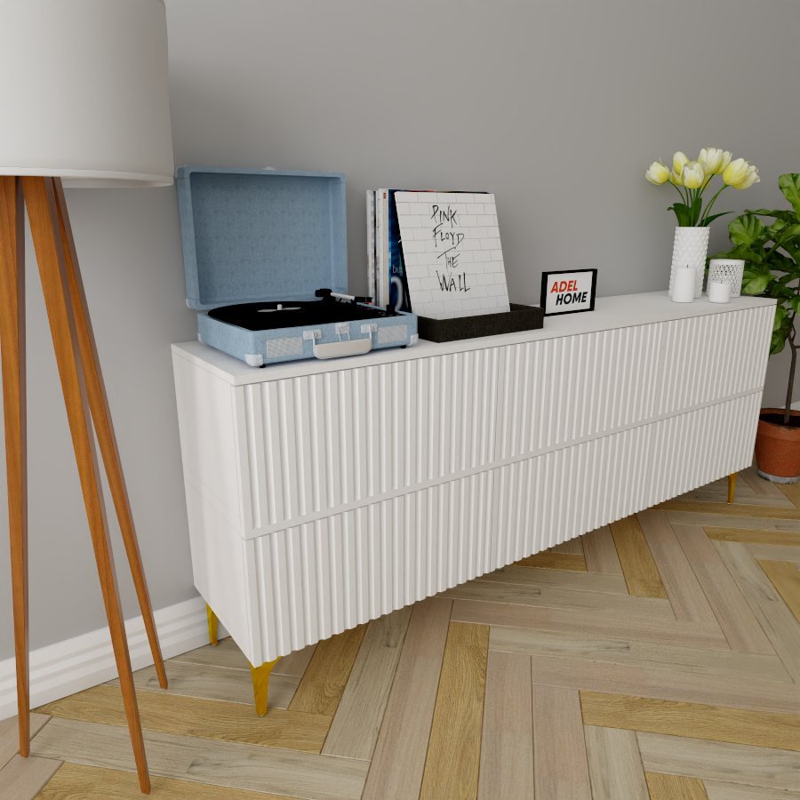 ТВ-тумба напольная Adel Home AH0563 Фила 160x75x35см бело-золотой купить,NaN