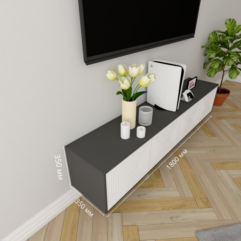 ТВ-тумба Adel Home Мо AH0616 180x35x35см серый-белый купить,NaN