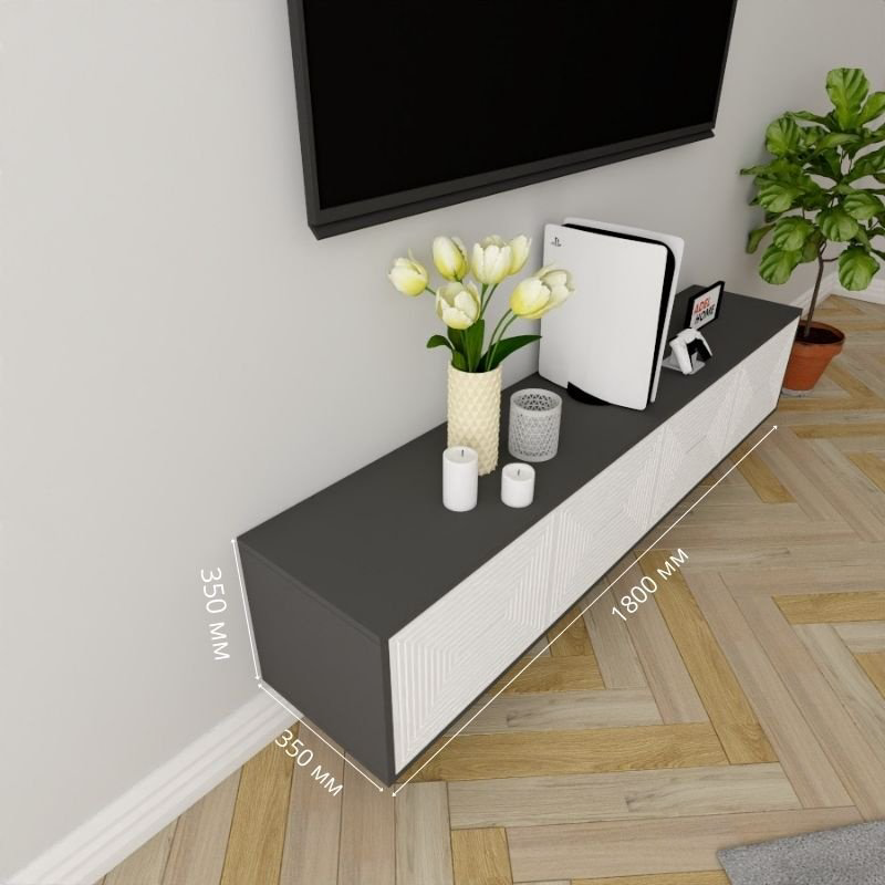 ТВ-тумба Adel Home Мо AH0616 180x35x35см серый-белый купить,NaN