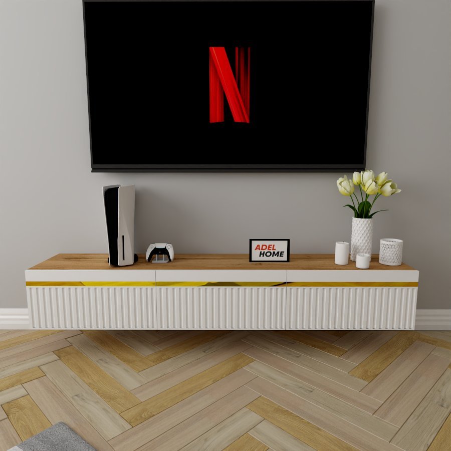 ТВ-тумба Adel Home Чана AH0417 180x30x35см бело-золотой купить,NaN