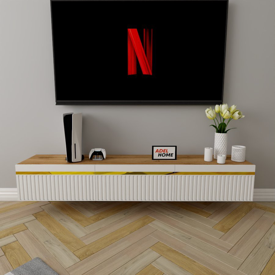 ТВ-тумба Adel Home Чана AH0417 180x30x35см бело-золотой купить,NaN