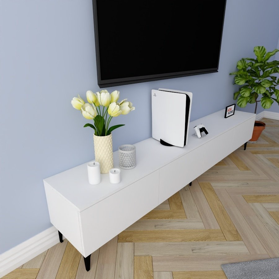 ТВ-тумба напольная Adel Home AH0203 Сандра 220x45x35см белый купить,NaN