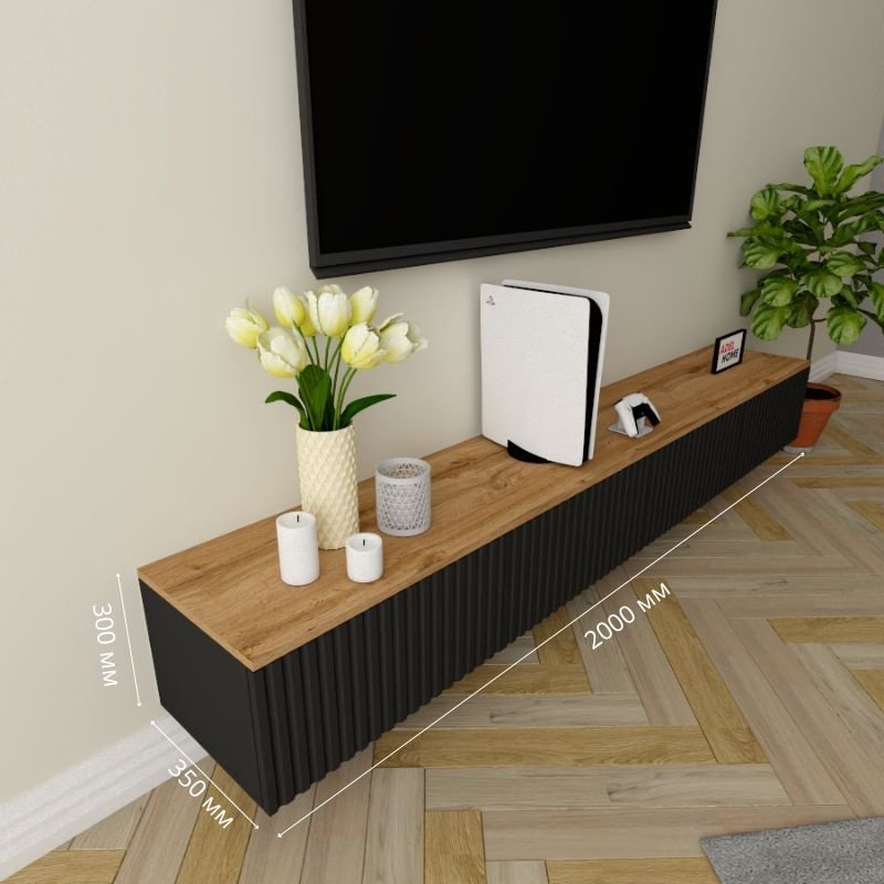 ТВ-тумба Adel Home Лехта AH0765 200x30x35см черный-коричневый купить,NaN