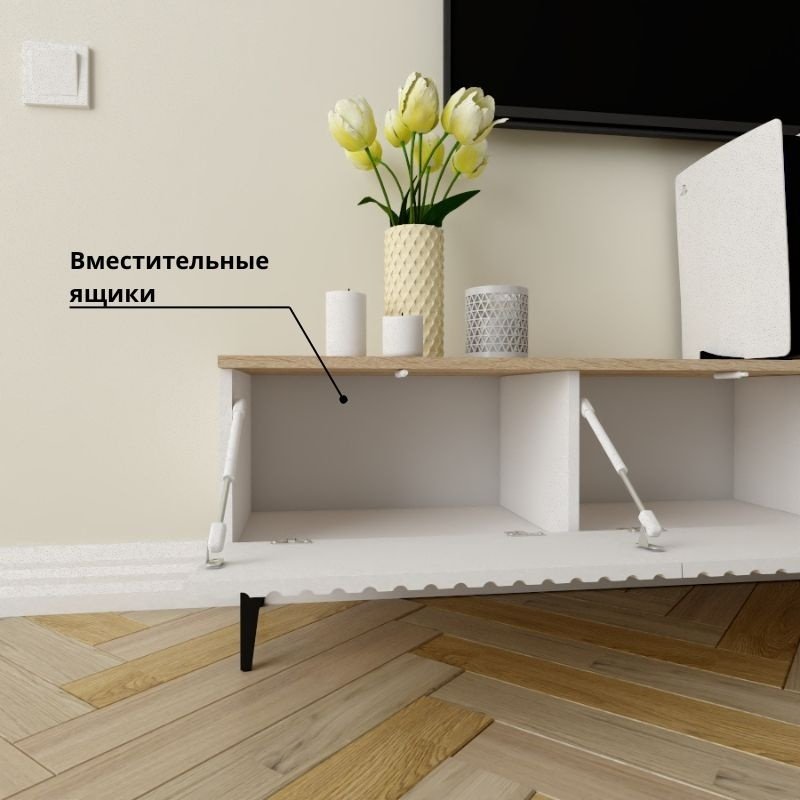 ТВ-тумба напольная Adel Home AH0386 Кила 200x45x35см бело-коричневый купить,NaN
