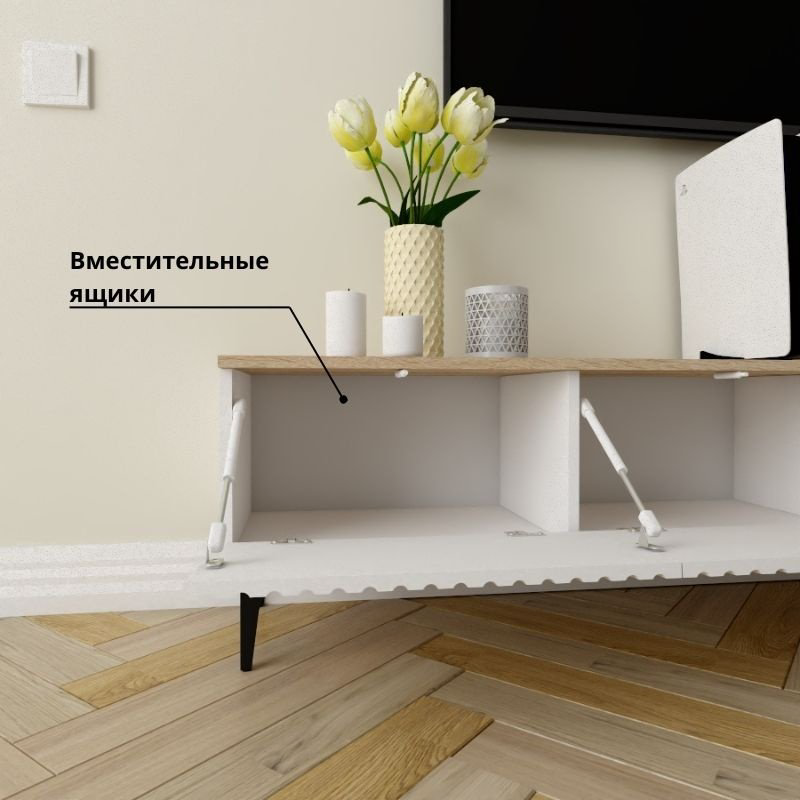 ТВ-тумба напольная Adel Home AH0386 Кила 200x45x35см бело-коричневый купить,NaN
