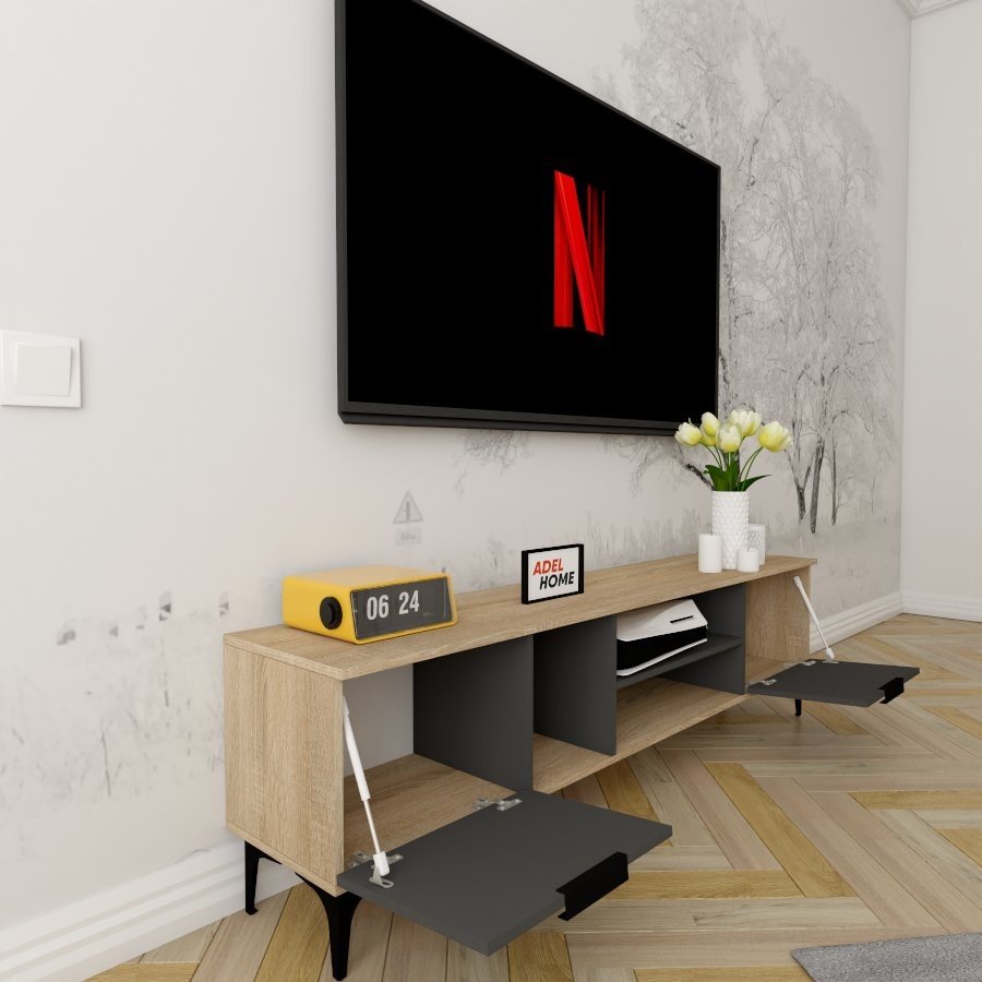 ТВ-тумба напольная Adel Home AH0159 Гектор 180x50x35см графит купить,NaN