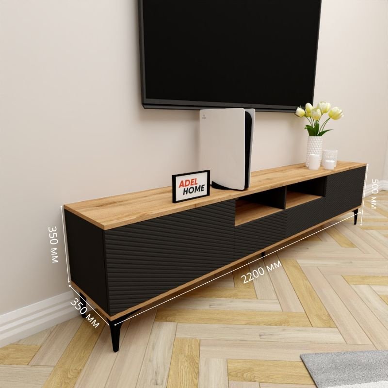 ТВ-тумба напольная Adel Home AH0736 Полет 220x50x35см черно-коричневый купить,NaN