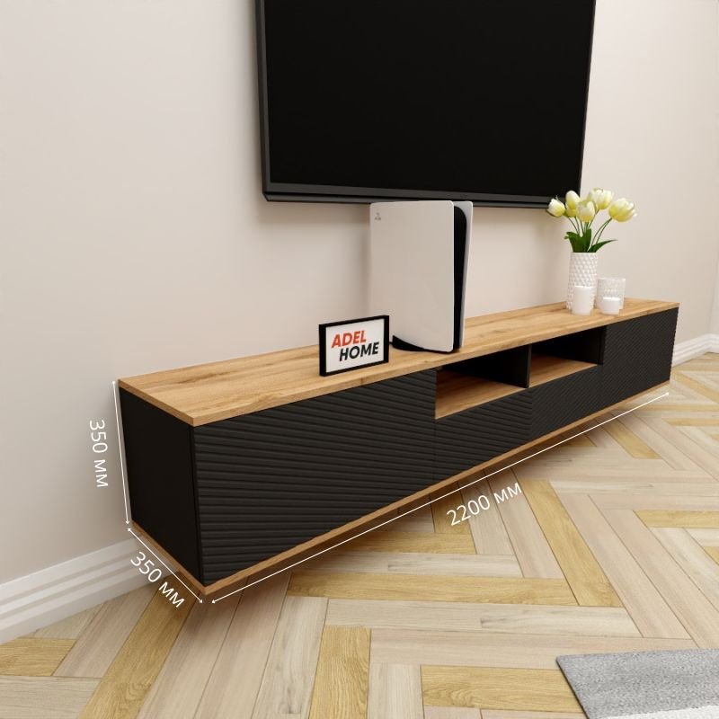 ТВ-тумба Adel Home Риз AH0732 220x35x35см черный/коричневый купить,NaN