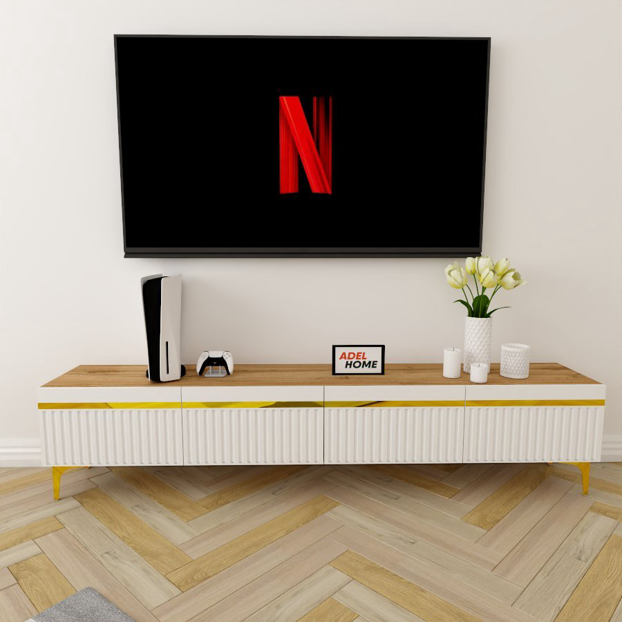 ТВ-тумба напольная Adel Home AH0465 Инжу 200x45x35см коричнево-золотой купить,NaN