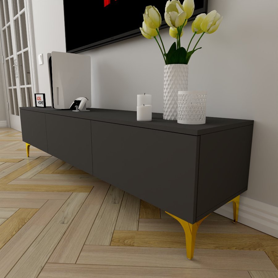 ТВ-тумба напольная Adel Home AH0437 Даймонд 180x45x35см серо-золотой купить,NaN