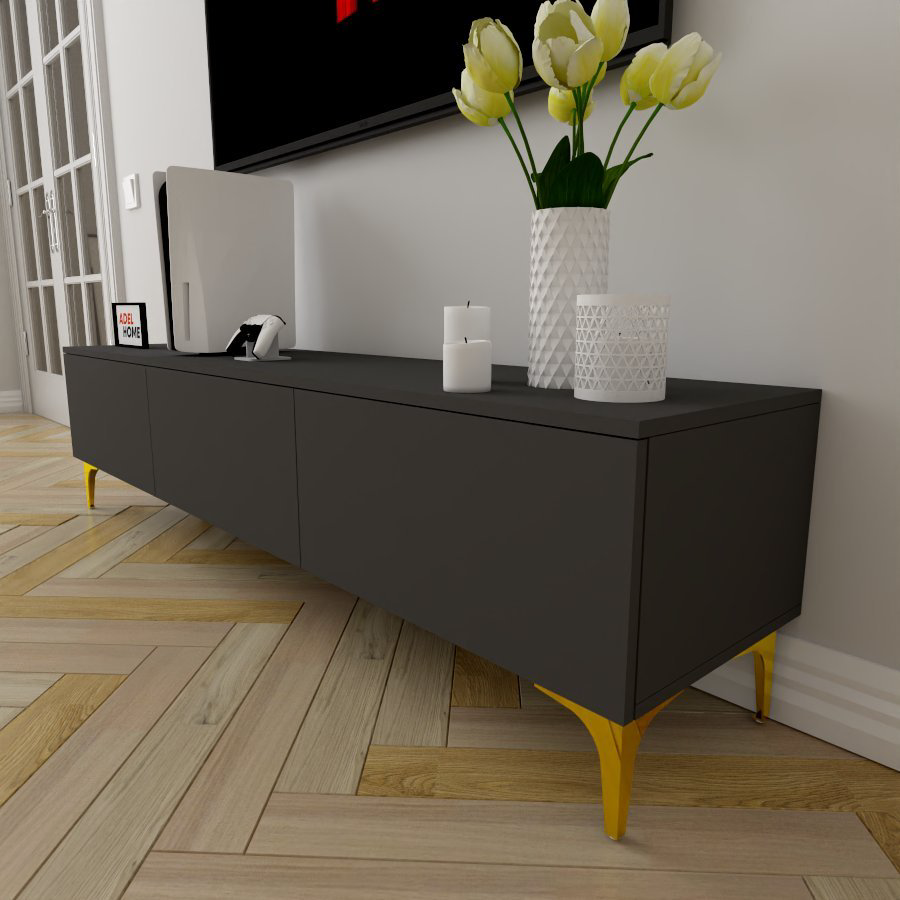 ТВ-тумба напольная Adel Home AH0437 Даймонд 180x45x35см серо-золотой купить,NaN