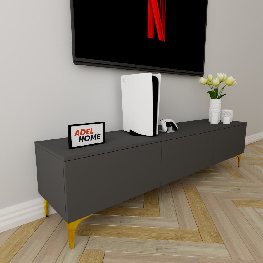 ТВ-тумба напольная Adel Home AH0437 Даймонд 180x45x35см серо-золотой купить,NaN