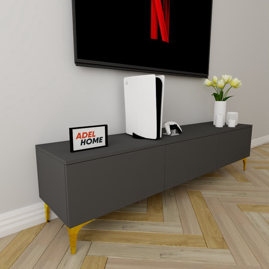 ТВ-тумба напольная Adel Home AH0437 Даймонд 180x45x35см серо-золотой купить,NaN