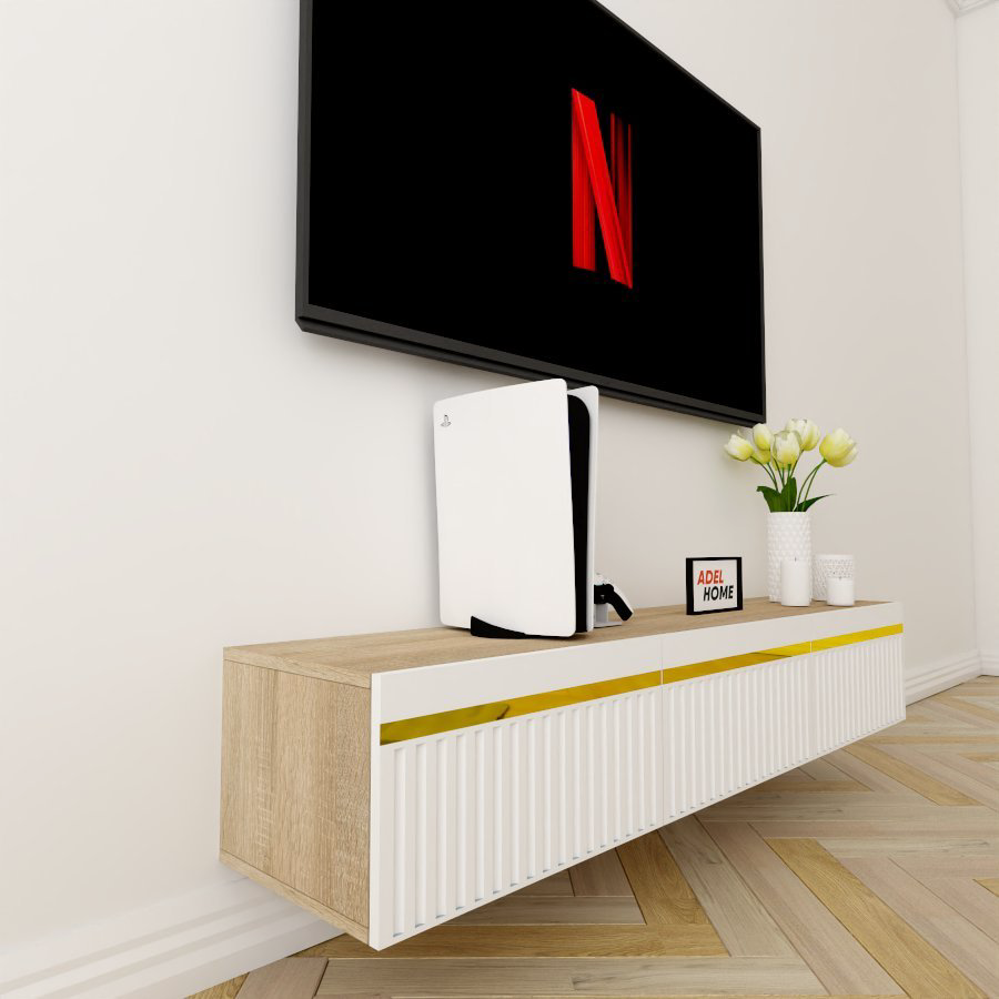 ТВ-тумба Adel Home Бонита AH0513 160x30x35см коричневый-золотой купить,NaN