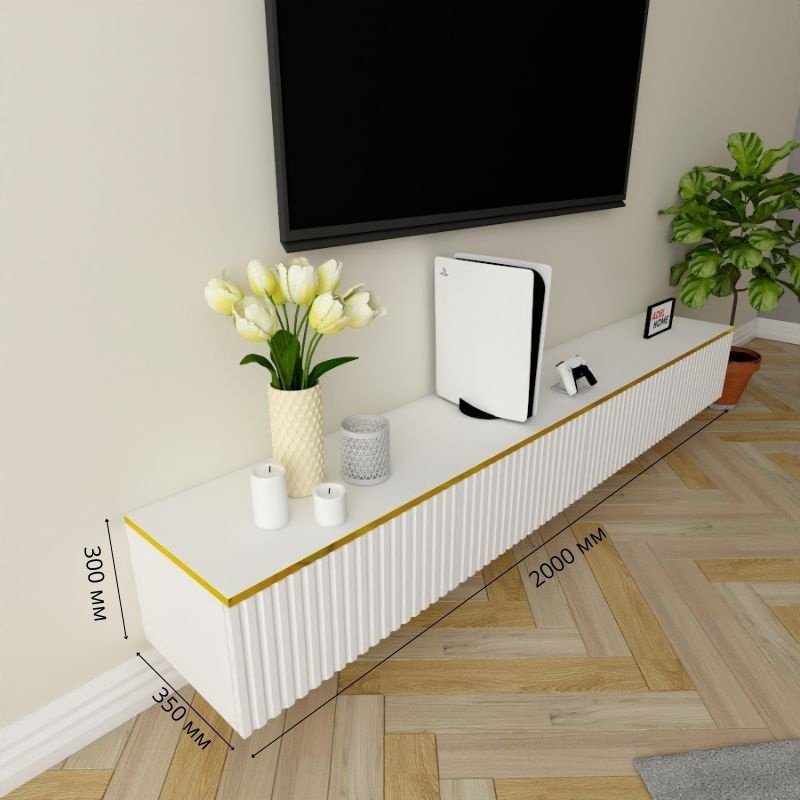 ТВ-тумба Adel Home Барбара AH0382 200x30x35см белый-золотой купить,NaN