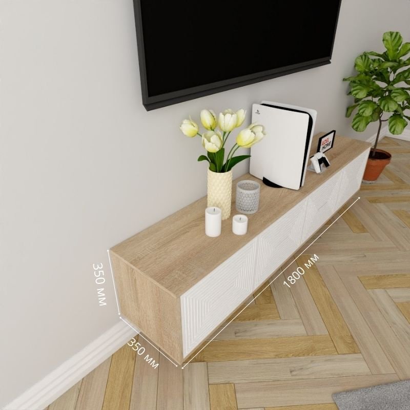 ТВ-тумба Adel Home Мейбл AH0618 180x35x35см белый/светло-коричневый купить,NaN