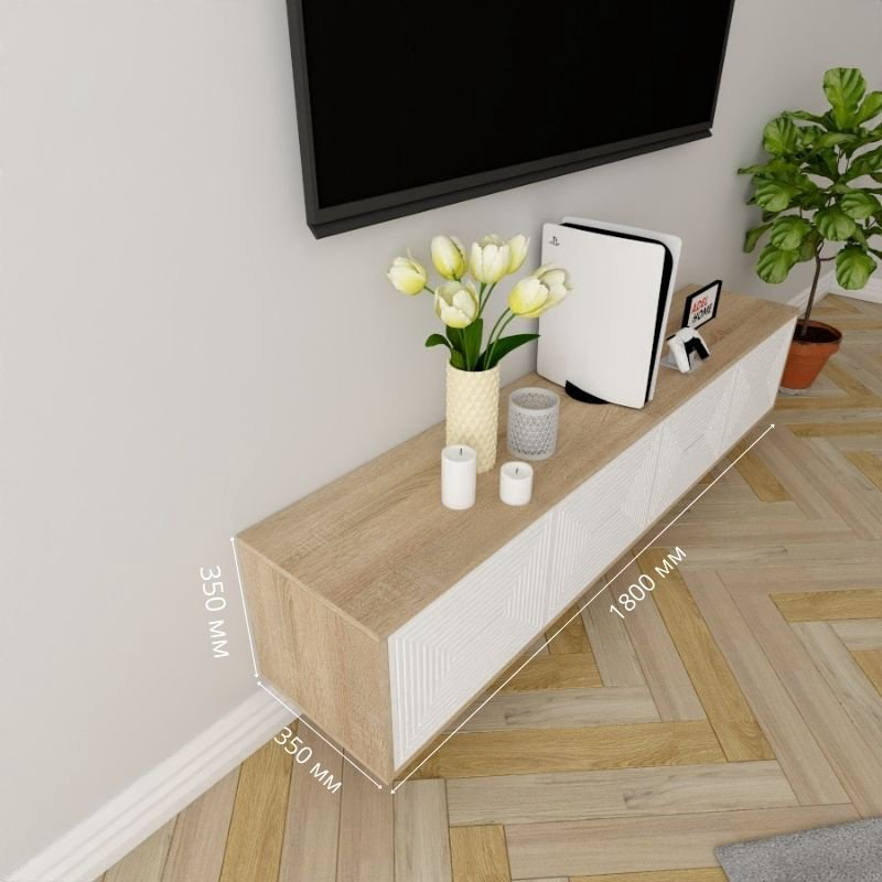 ТВ-тумба Adel Home Мейбл AH0618 180x35x35см белый/светло-коричневый купить,NaN
