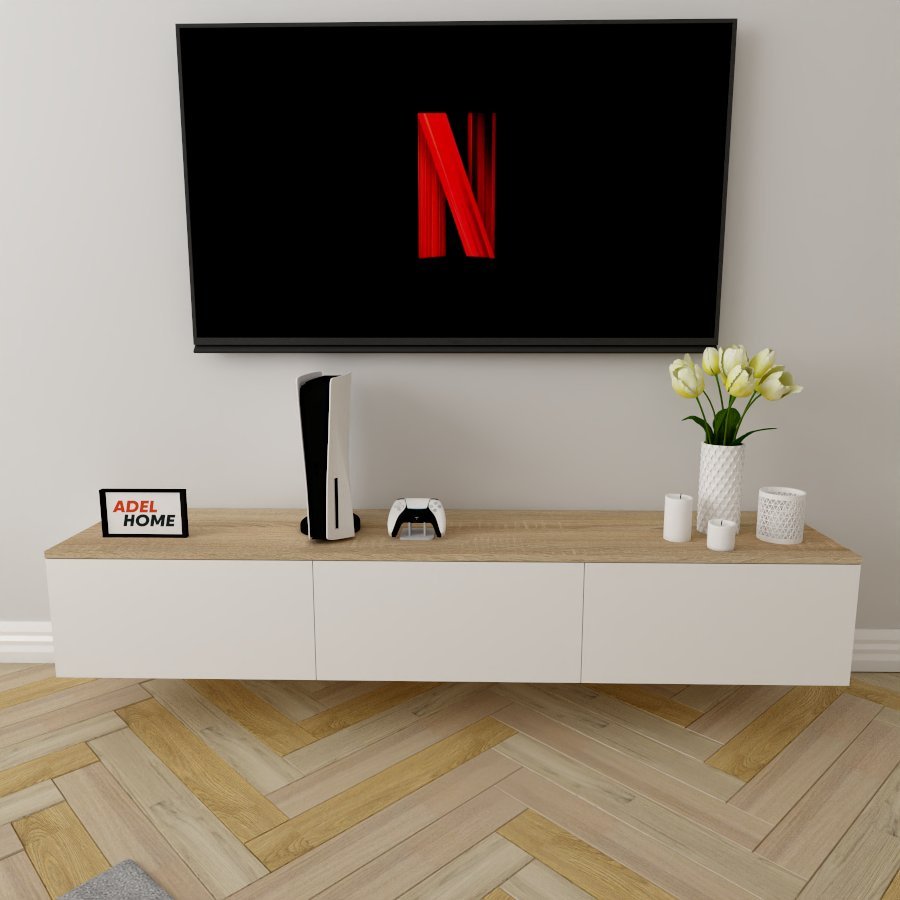 ТВ-тумба Adel Home Роза AH0421 180x30x35см белый/коричневый купить,NaN